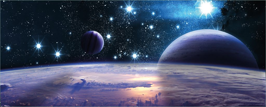 Wallario selbstklebendes Poster - Planeten im Weltall, Größe: 80 x 200 cm
