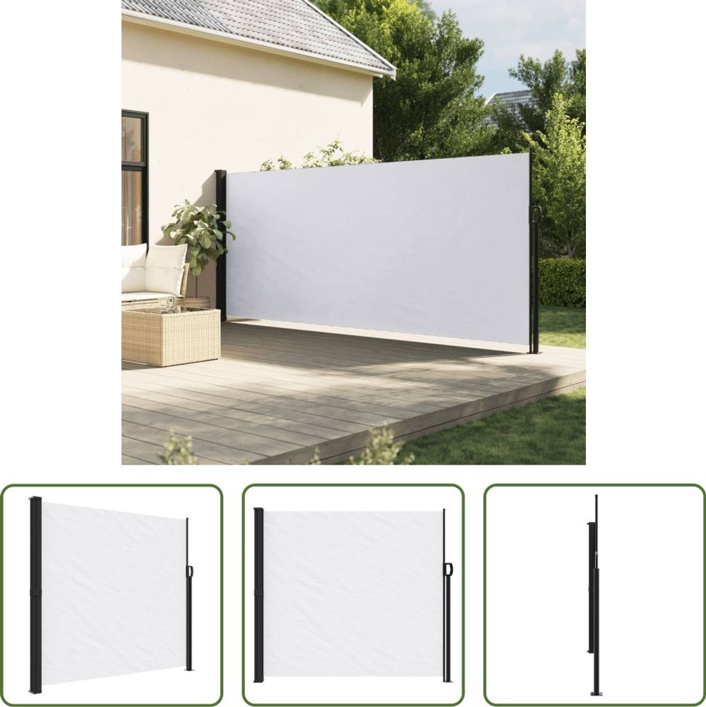 The Living Store Seitenmarkise Ausziehbar Weiß 180x300 cm