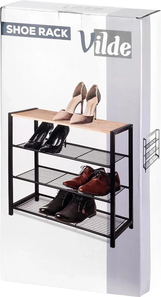 Étagère chaussures métal 4 niveaux noir : robuste, compacte et stable - 8