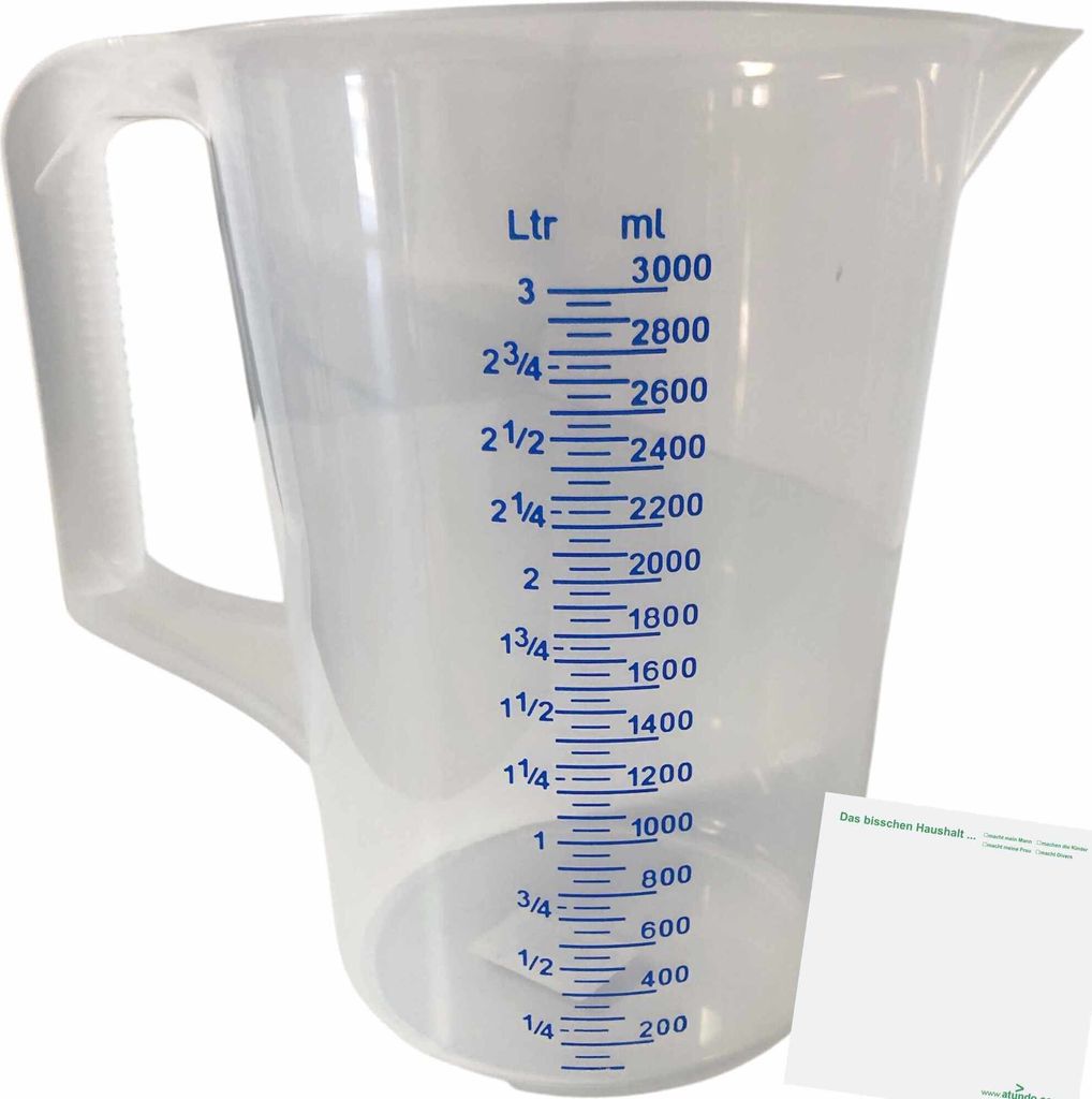 Kurt Kaiser Messkanne transparent groß mit Skala 3 Liter + usy Block