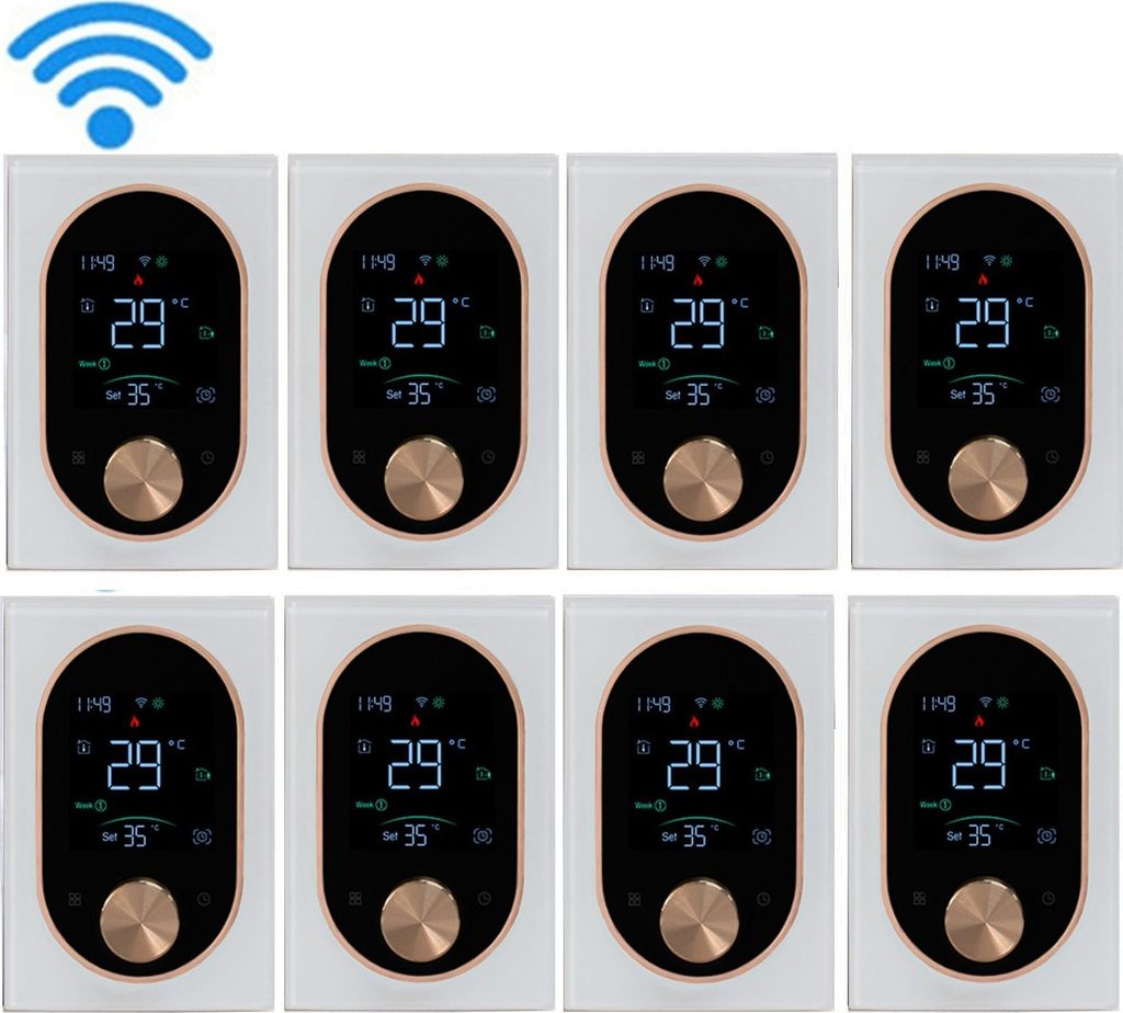 8x Digital WiFi Thermostat Smart Raumthermostat fuer Elektrische Fussbodenheizung mit VA-Touchscreen, einstellbarem Knopf, 5+1+1 Wochenprogrammierung