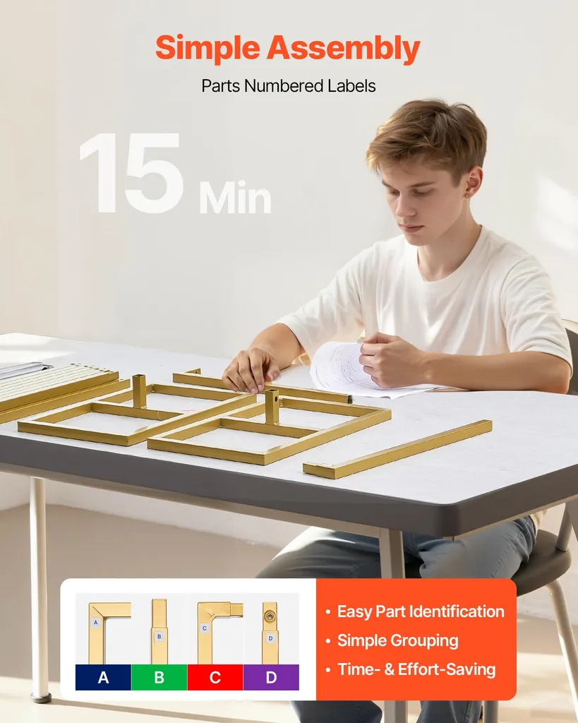 Support d'Arrière-plan Mariage Stable 2,4 m Arche Métal Doré Sans Outil - 5