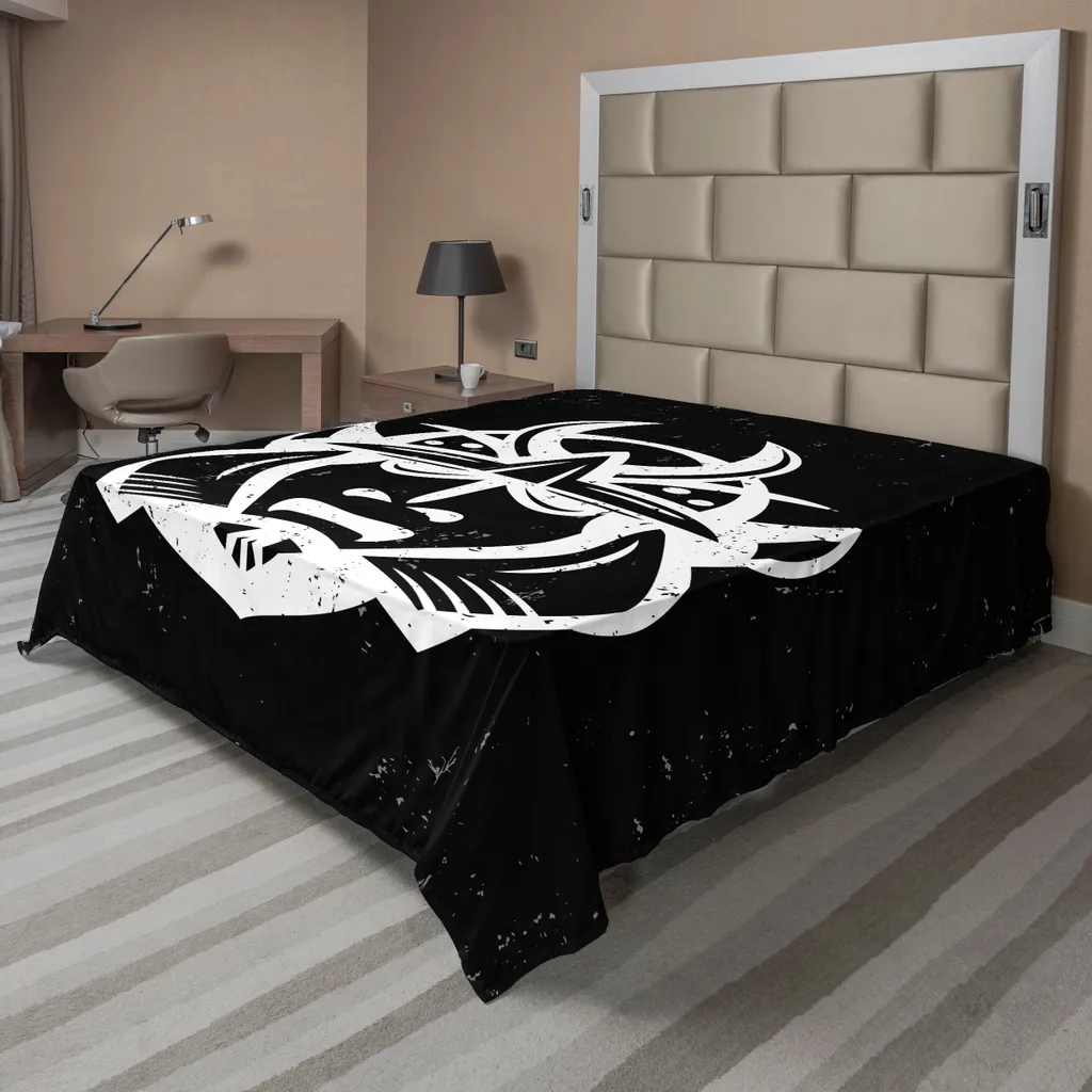Drap plat anti-plis Casque Japonais Spirituel pour lit king size 260x228