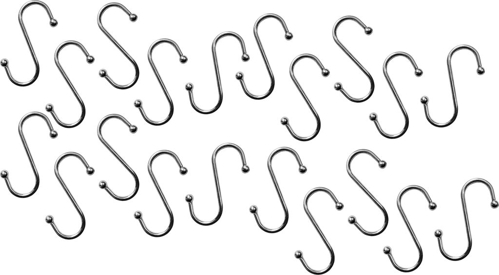 Set mit 20 Stahl-S-Haken (70 mm, 50 kg)