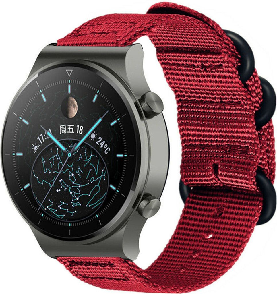 Strap-it Huawei Watch GT 2 Pro Nylon Schnallenarmband (Rot)