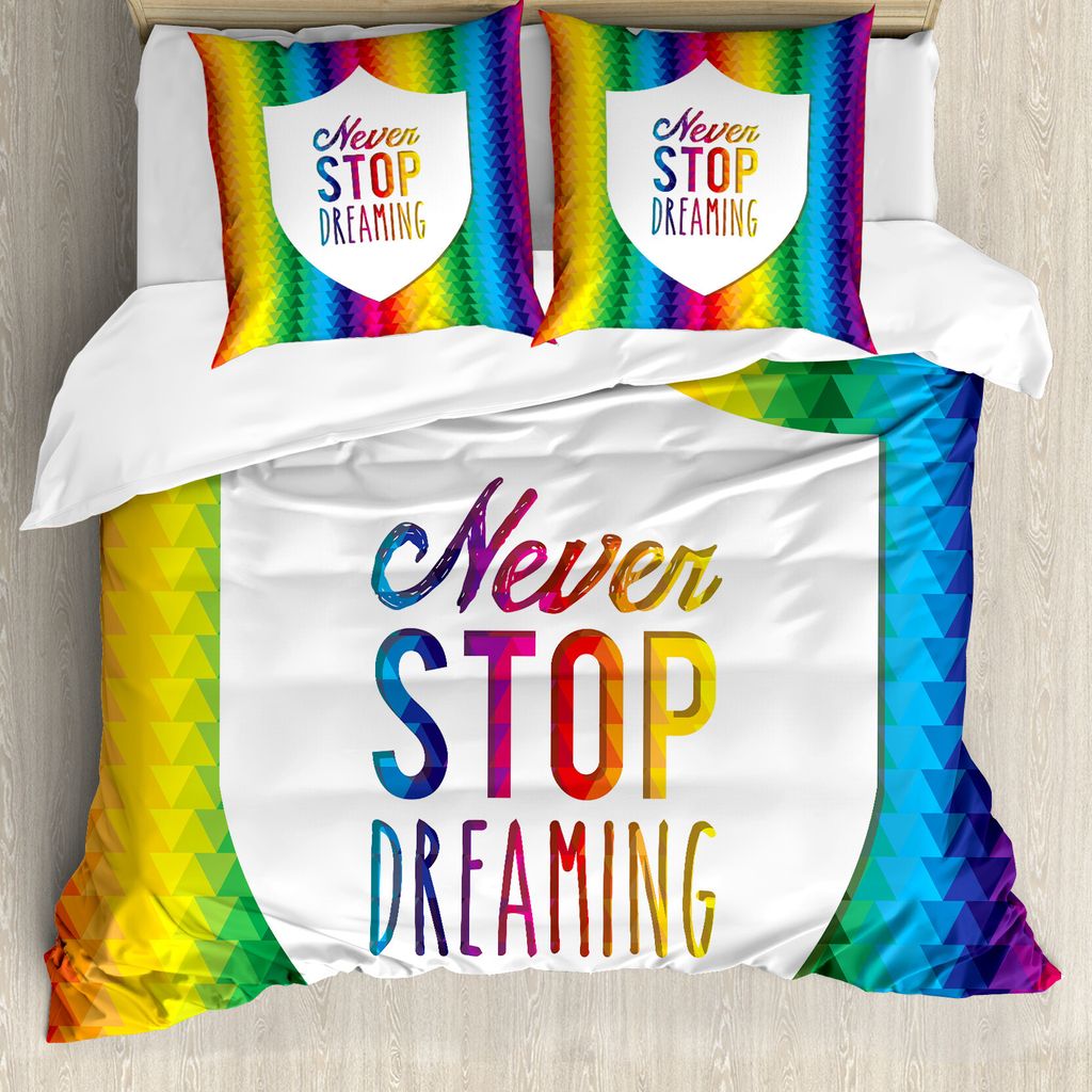 ABAKUHAUS Sprichwort Bettbezug, Regenbogen-Wörter, Milbensicher Allergiker geeignet mit Kissenbezügen, 155 cm x 220 cm - 80 x 80 cm, Mehrfarbig