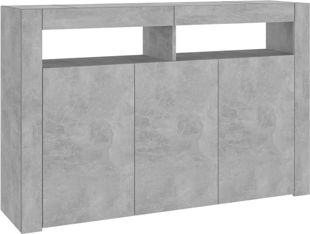 vidaXL Sideboard mit LED-Leuchten Betongrau 115,5x30x75 cm Produktbild 2