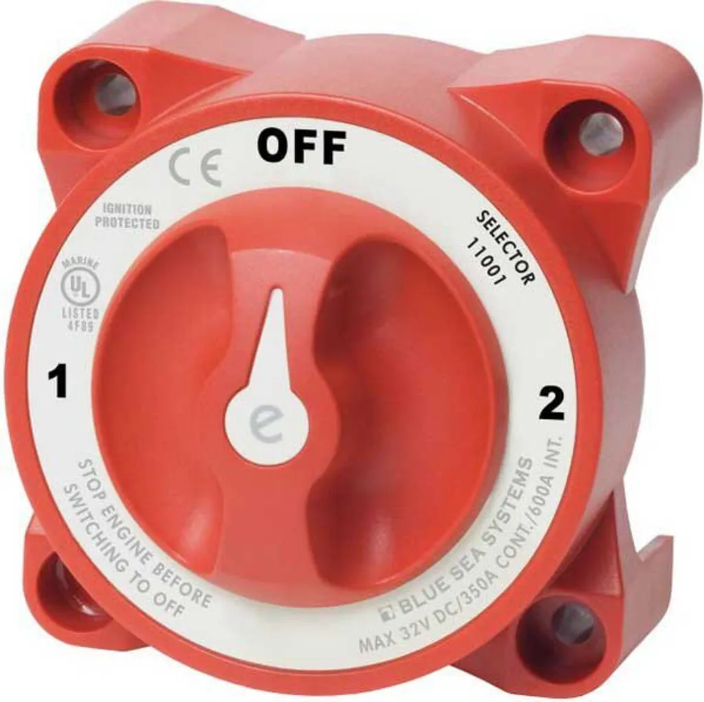 Commutateur de Batterie Nautique 300A Sélecteur de Source Orange 12V