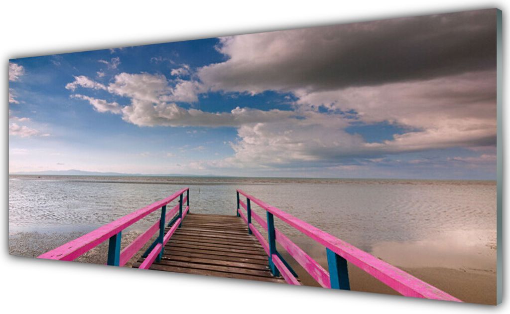 Glasbilder 125x50 Wandbild Druck auf Glas Brücke Meer Produktbild 