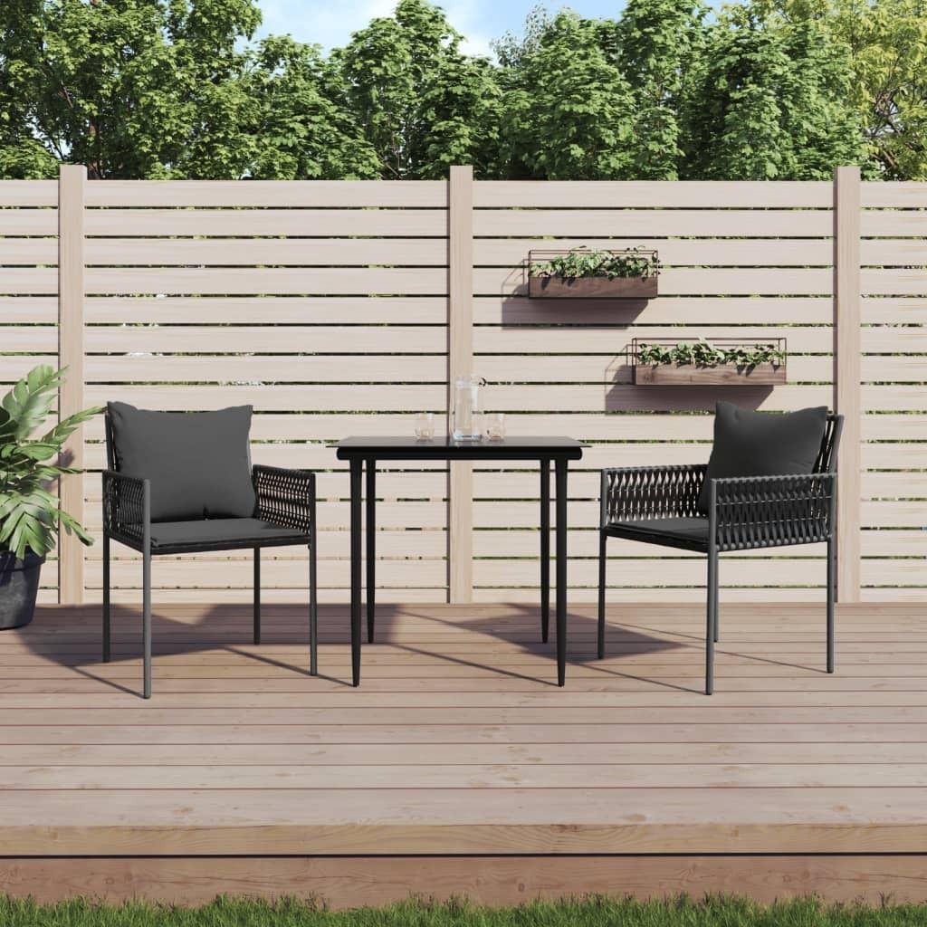 Maison Exclusive - Gartenstühle mit Kissen 2 Stk. Schwarz 54x61x83 cm Poly Rattan