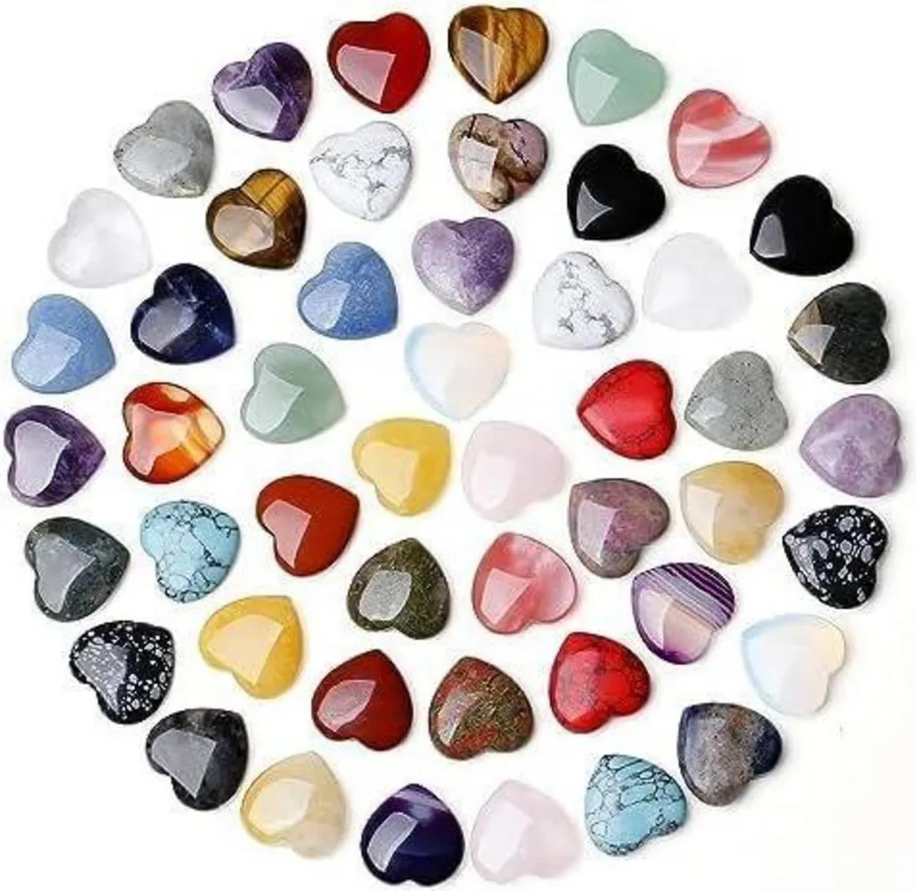 Set Méditation 50 Cœurs en Pierres Précieuses Améthyste Quartz Rose