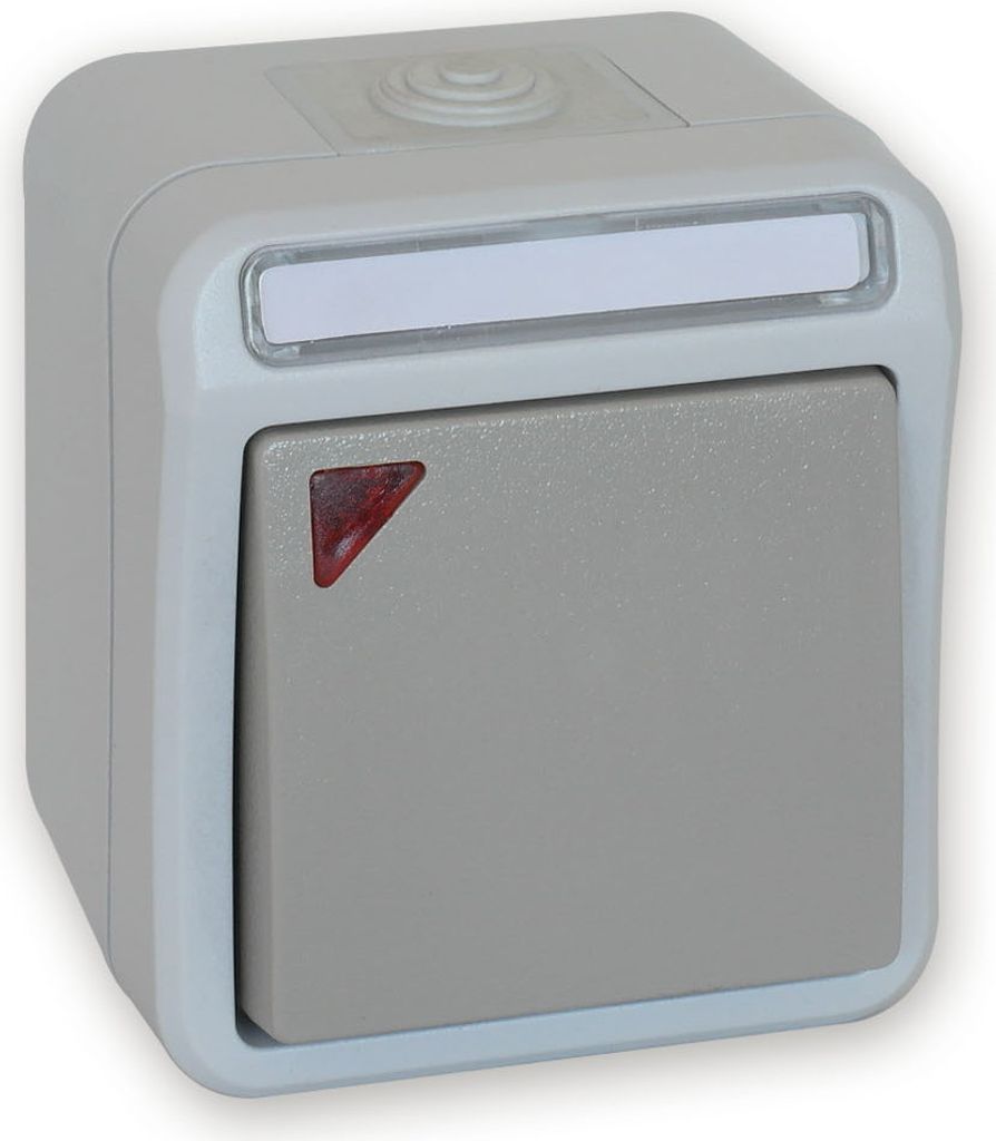 Glohouse AP/FR Taster, beleuchtet, grau/hellgrau, IP54 Produktbild 