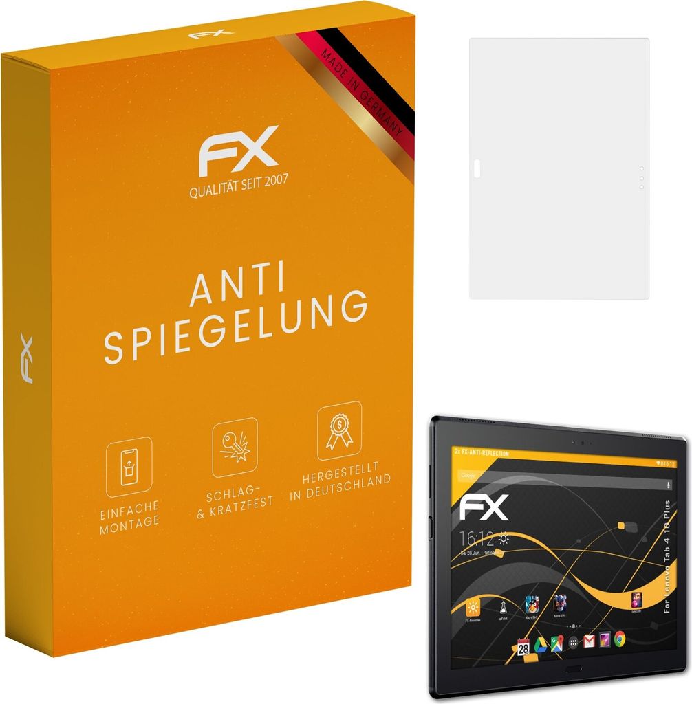atFoliX FX-Antireflex 2x Schutzfolie kompatibel mit Lenovo Tab 4 10 Plus Displayfolie