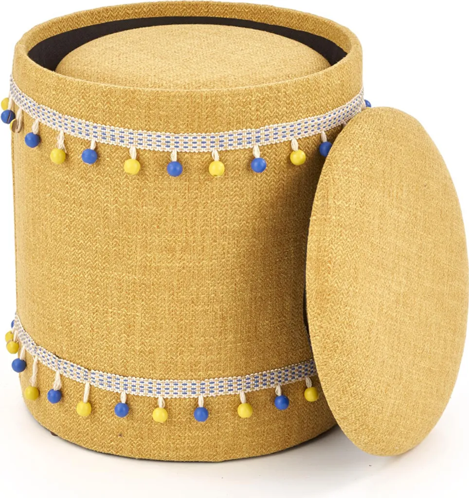 Set 2 Pouf Halmar Grado Gialli con Contenitore: Design Moderno e Pratico - 3