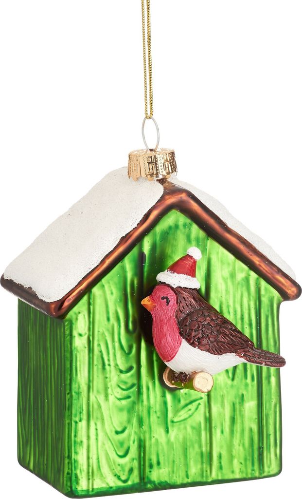 Vogelhaus mit Rotkehlchen Weihnachtskugel - Sass & Belle