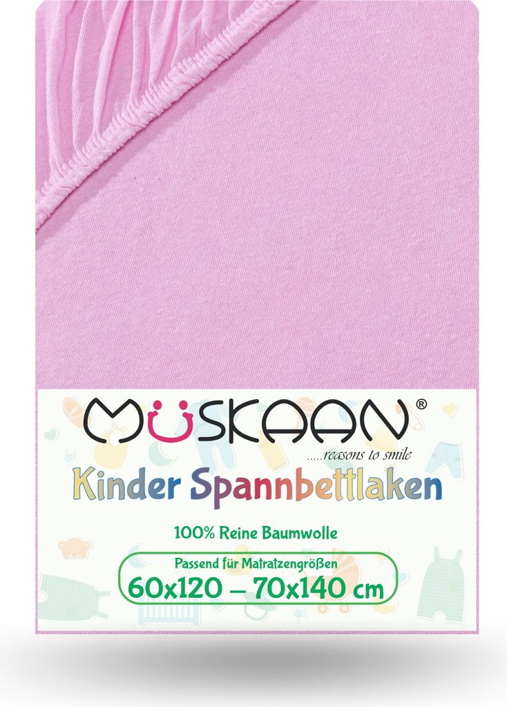 Jersey Kinder Spannbettlaken 60x120 cm - 70x140 cm Rosa Produktbild 