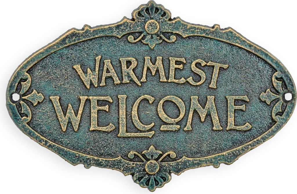Schild Herzlich willkommen Gusseisen Replikat Retro Design Produktbild 