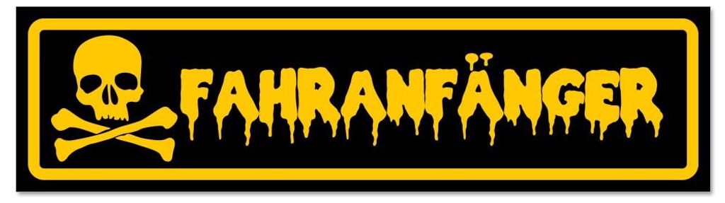 Kiwistar - Autoaufkleber - Gelb - Schwarz - 30 x 8 cm - Fahranfänger Totenkopf - Hinweis Aufkleber Sticker für Auto, Kfz, Fahrrad, PKW, LKW