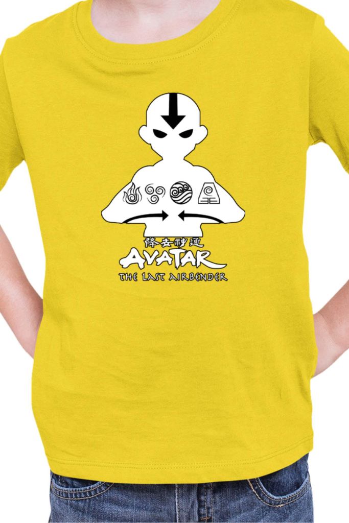 Kinder T-Shirt Japan Manga Anime Comics Animation Avatar Aang, 9-11 Jahr - 140 / Gelb