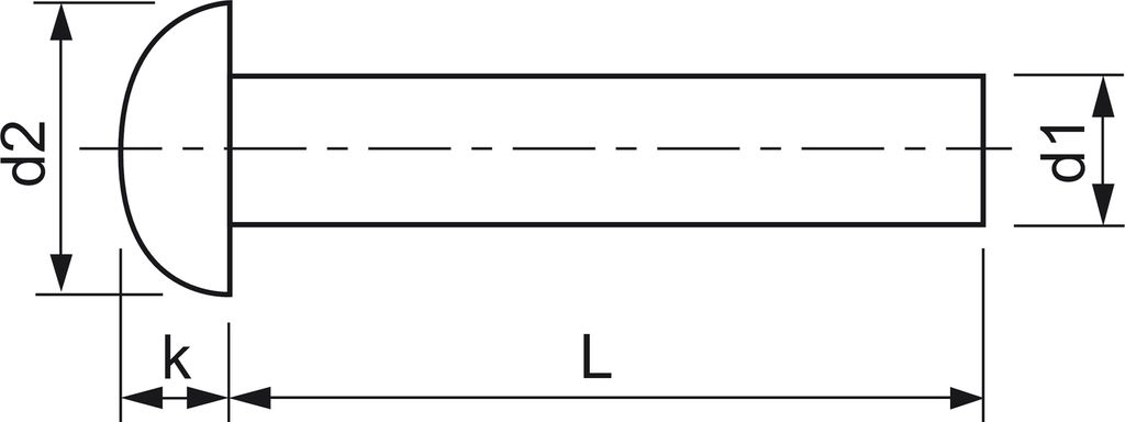 Hammerkopfniete / Halbrundniete  DIN124 12x16 Stahl blank Produktbild 2