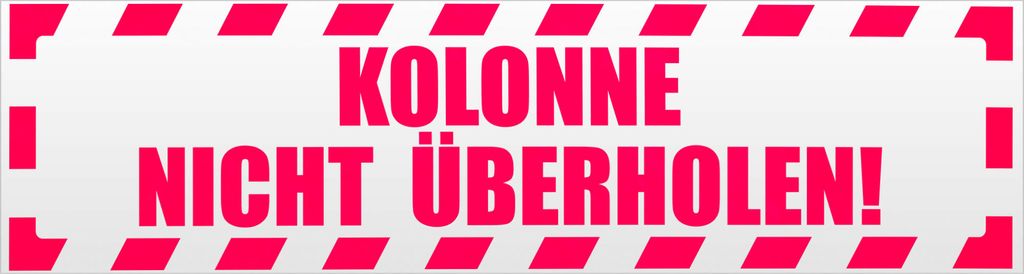 Kiwistar Kolonne Nicht überholen gestreift Magnetschild Schild magnetisch - 30cm Neonpink - Magnetfolie für Auto PKW Kfz