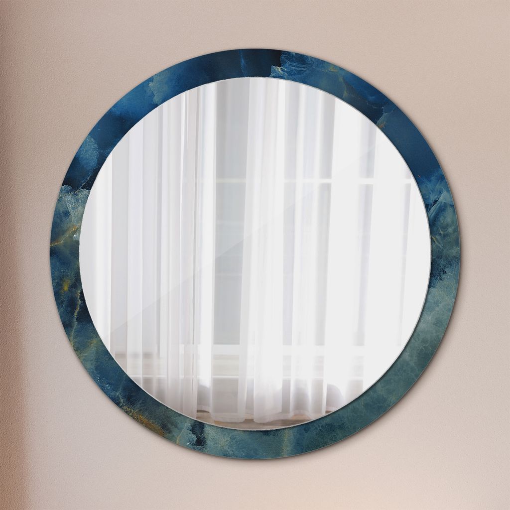 Ø100cm Modern Spiegel - Wandspiegel Wandmontage- Schlafzimmer - Onyx Marmor
