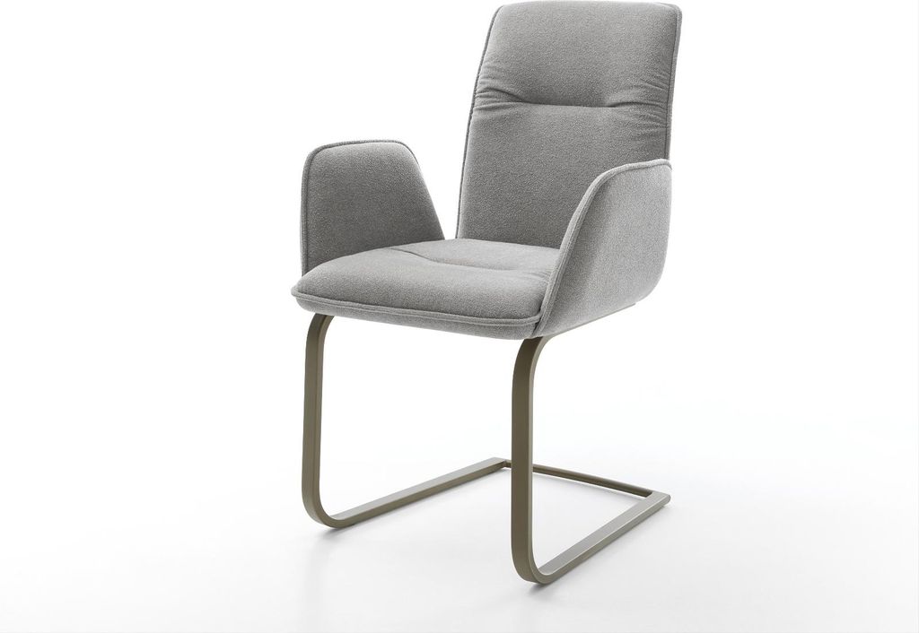 DELIFE Freischwinger Vinja-Flex Strukturstoff Soft Grau Freischwinger flach Effektfinish Titan
