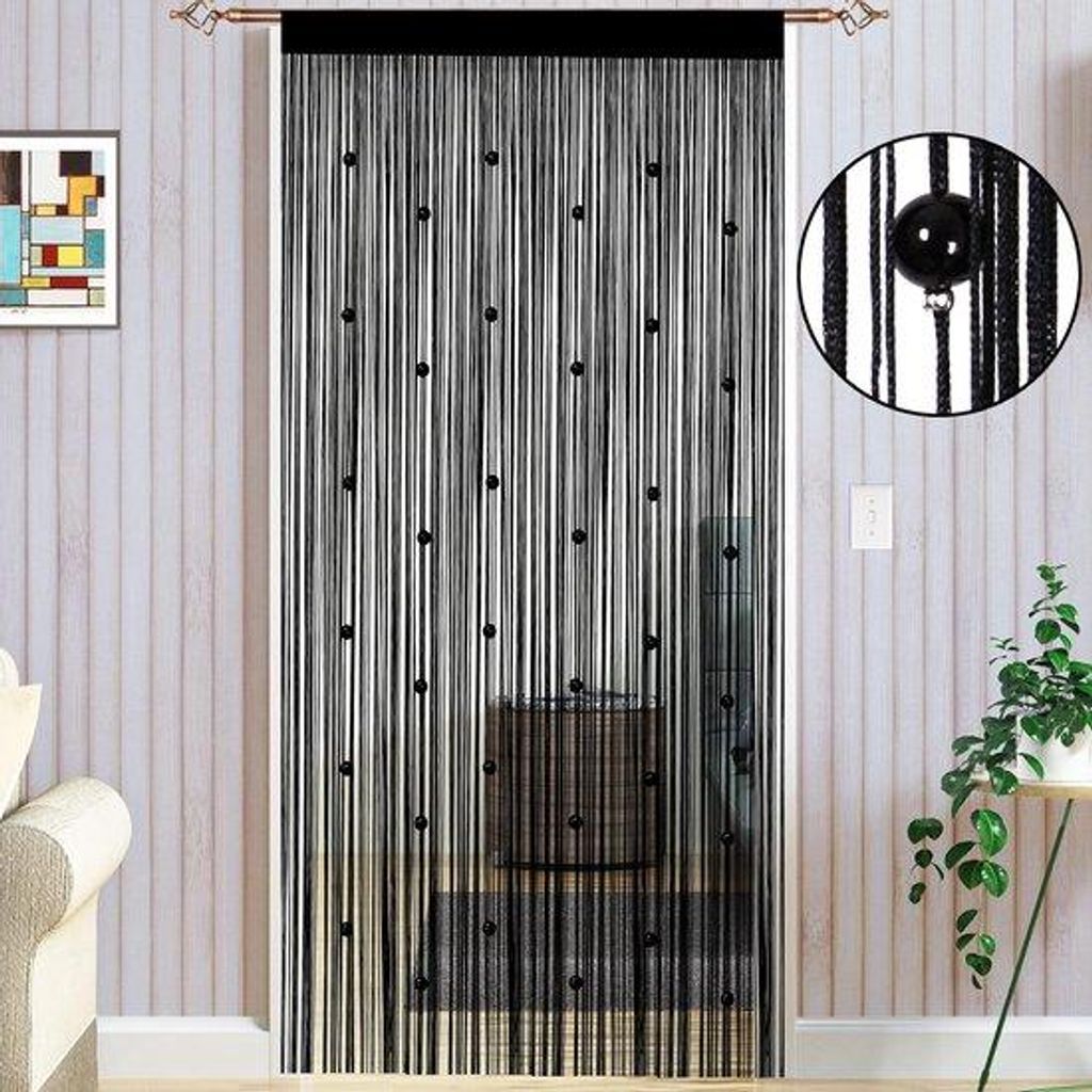 Schwarzes Türvorhang 90x200cm Insektenschutz