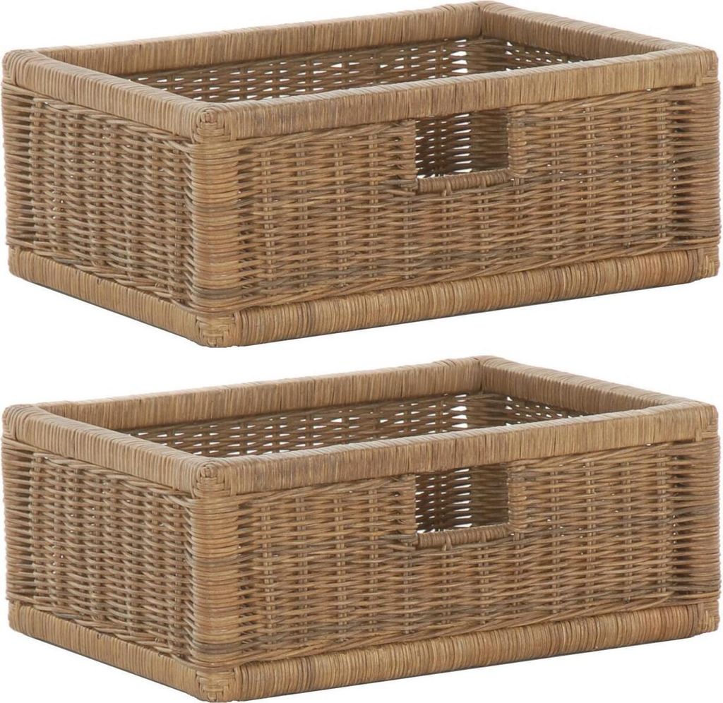 KRINES HOME Stabiles Set / 2 Regalkorb mit Holzrahmen Produktbild 