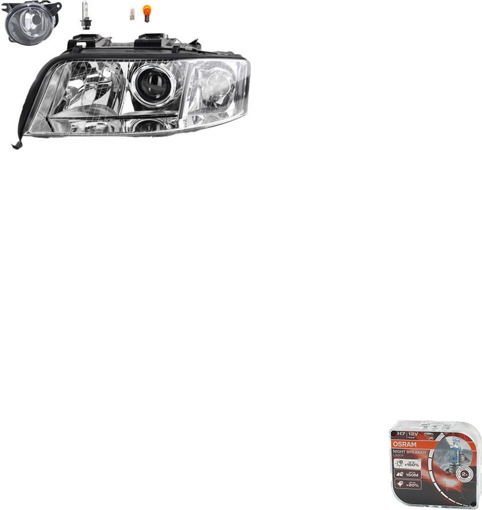 Johns, Scheinwerfer + Osram Night Breaker Laser passend für Audi A6 4B 08/01-01/05 Li. 4B0941029R 4B0941699C