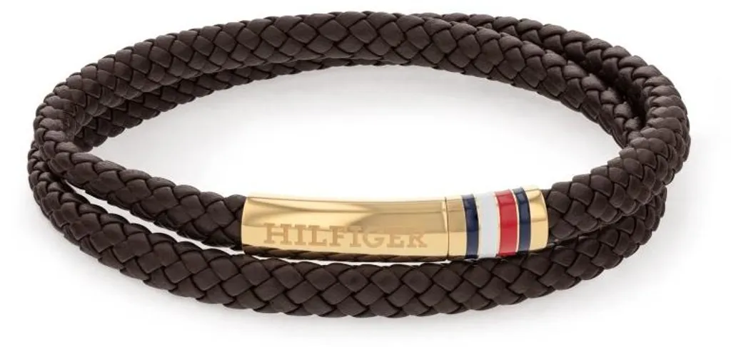 Bracelet cuir marron et acier inoxydable, accessoire de mode masculin