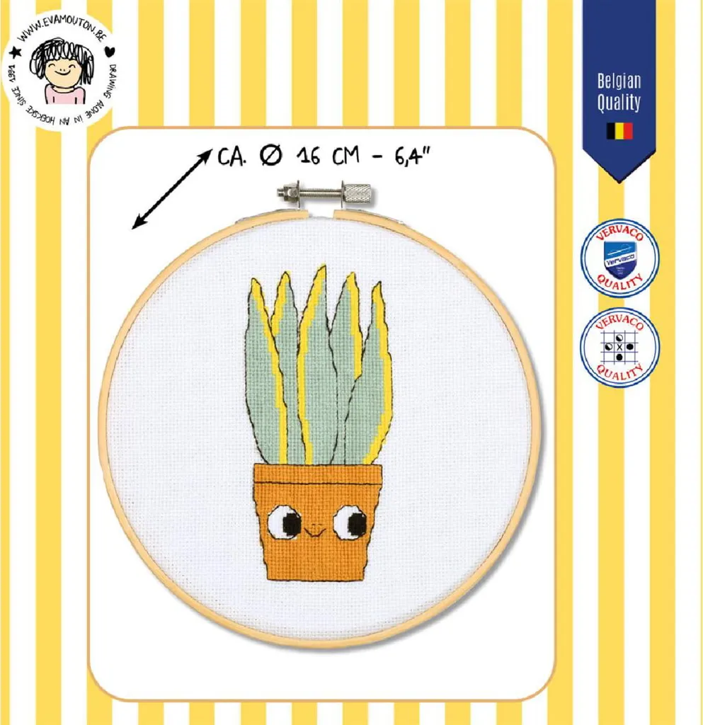 Kit Broderie Sanseveria 16cm Apprendre le Point de Croix Facilement