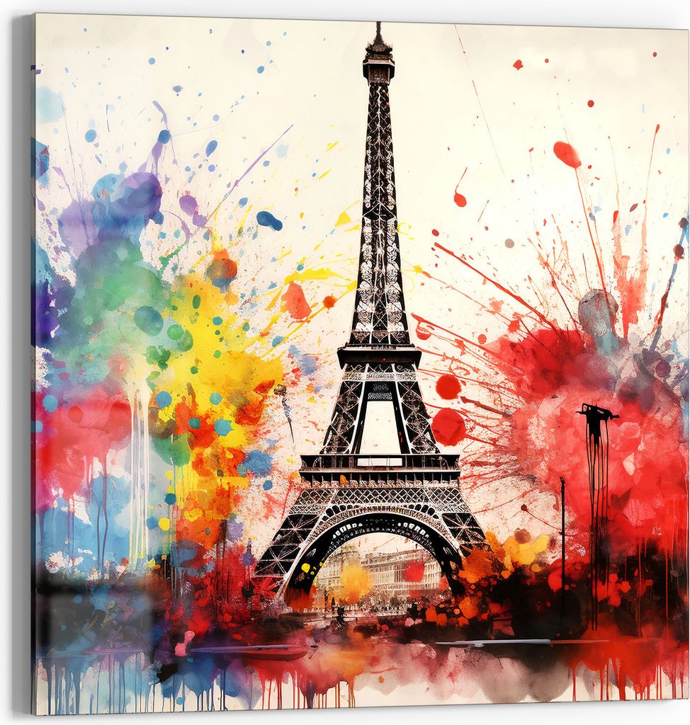DEQORI Glasbild Acryl 50x50 cm 'Farben von Paris' Wandbild Bild modern Deko