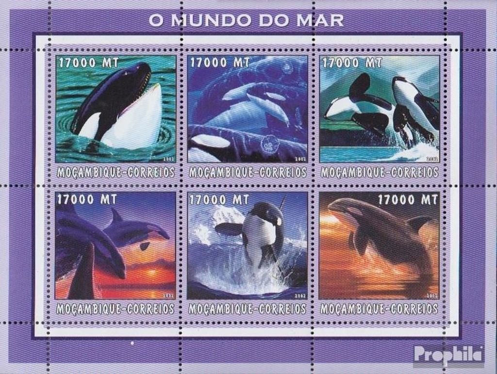 Briefmarken Mosambik 2002 Mi 2686-2691 Kleinbogen postfrisch Welt des Meeres
