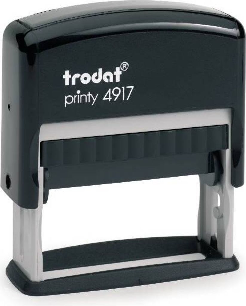 Trodat PRINTY 4917, max. 3zeilig, 50X10 mm, Gehäuse schwarz, individuelle Stempelplatte mit Ihrem Wunschtext, Stempelkissen schwarz