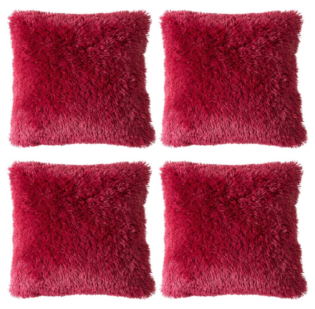 Kissen - 50 x 50 cm - Rot - Schwarz - Polyester - Velours - 4er Set