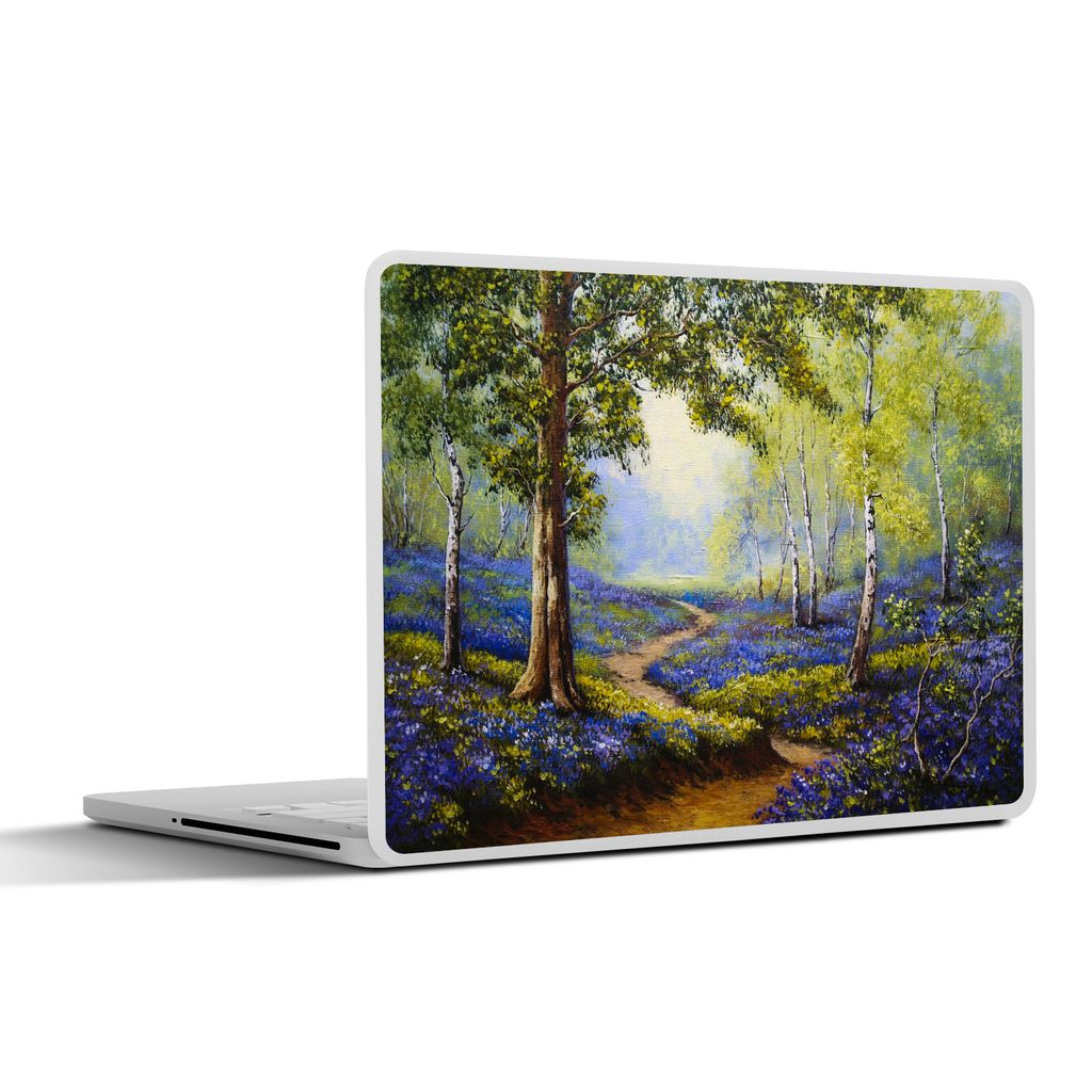 MuchoWow Laptop Aufkleber Sticker Cover Gemälde - Natur - Wald - Blumen - Ölfarbe 30x21 cm - Sticker für Laptop - Selbstklebend