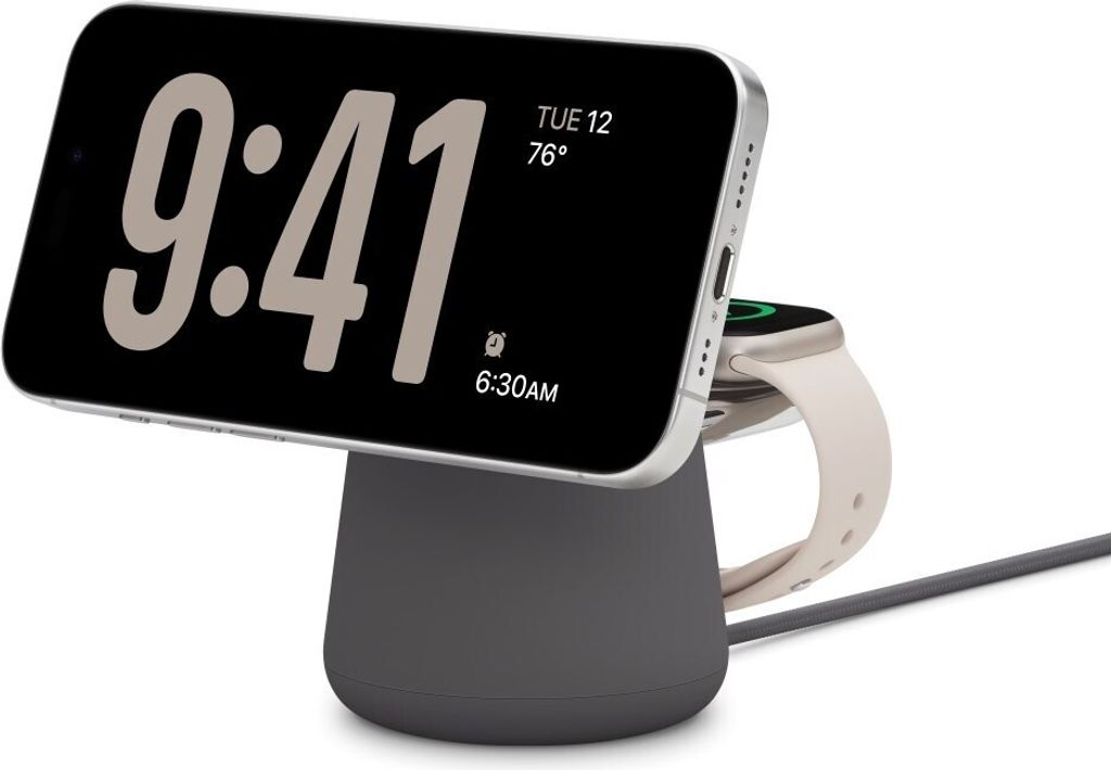 BoostCharge Pro Kabellose 2-in-1-Ladestation mit MagSafe (15 W), grau