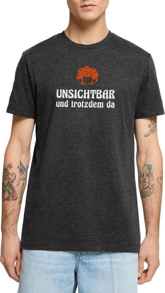 Spreadshirt Pumuckl Mit Spruch Unsichtbar Und Trotzdem Da Männer Premium T-Shirt, 3XL, Anthrazit meliert