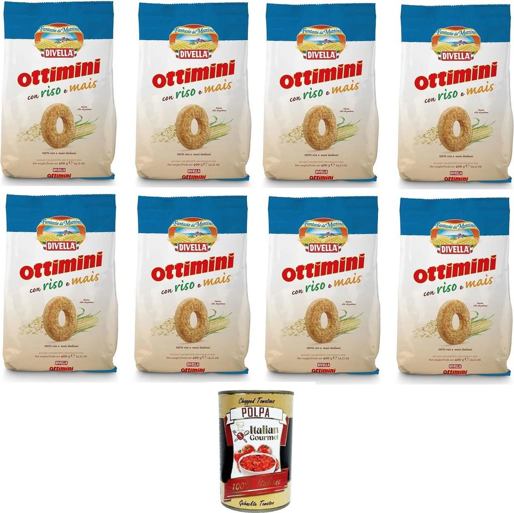 Divella Ottimini riso e mais Reis und Mais 8x400gr +Italian Gourmet polpa 400g