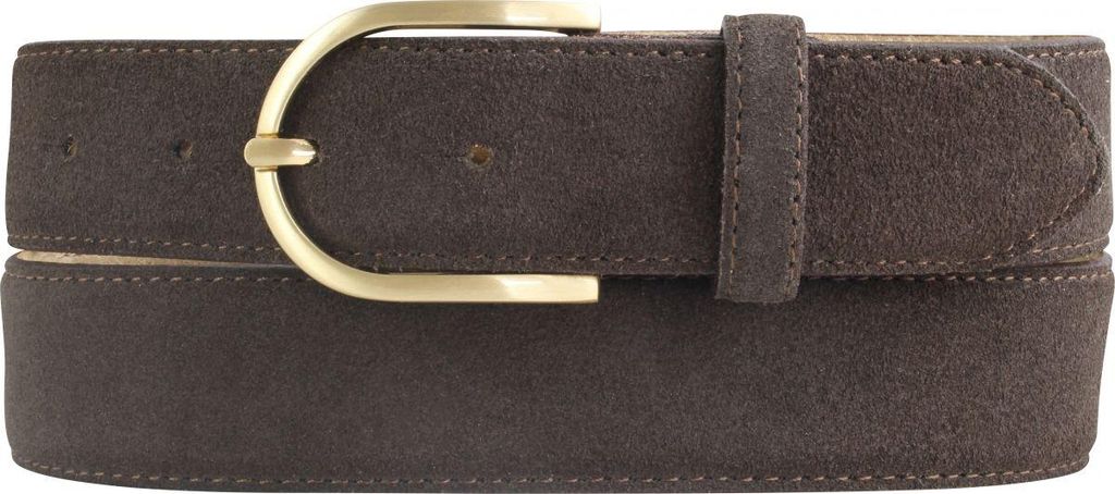 Damengürtel aus Veloursleder mit goldener Gürtelschnalle 3,5 cm