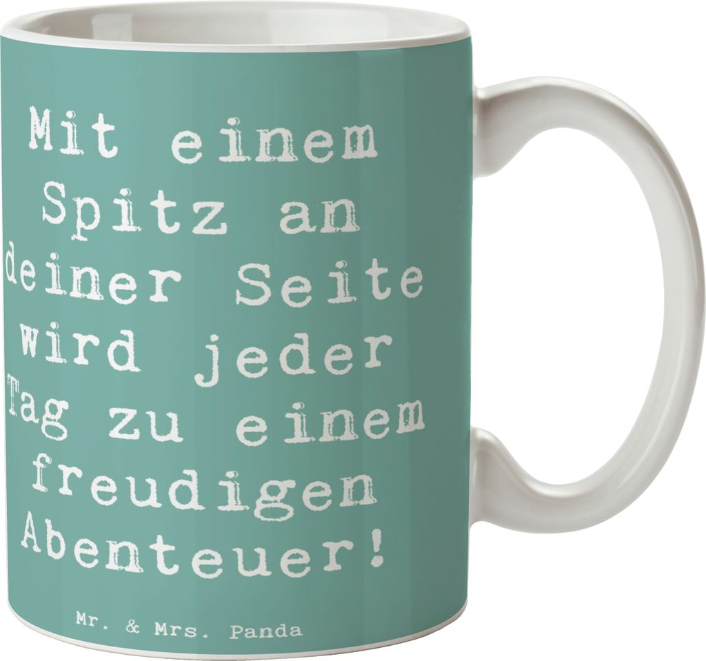 Mr. & Mrs. Panda Tasse Spruch Freudiger Spitz - Meeresbrise - Geschenk, lebhafte Persönlichkeit, schöne, Hunde, Energie, Kaffeetasse, Hunderassen...
