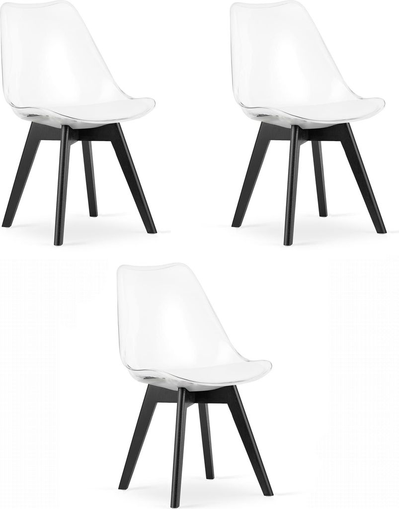 MARK Stuhl - transparent / schwarze Beine x 3