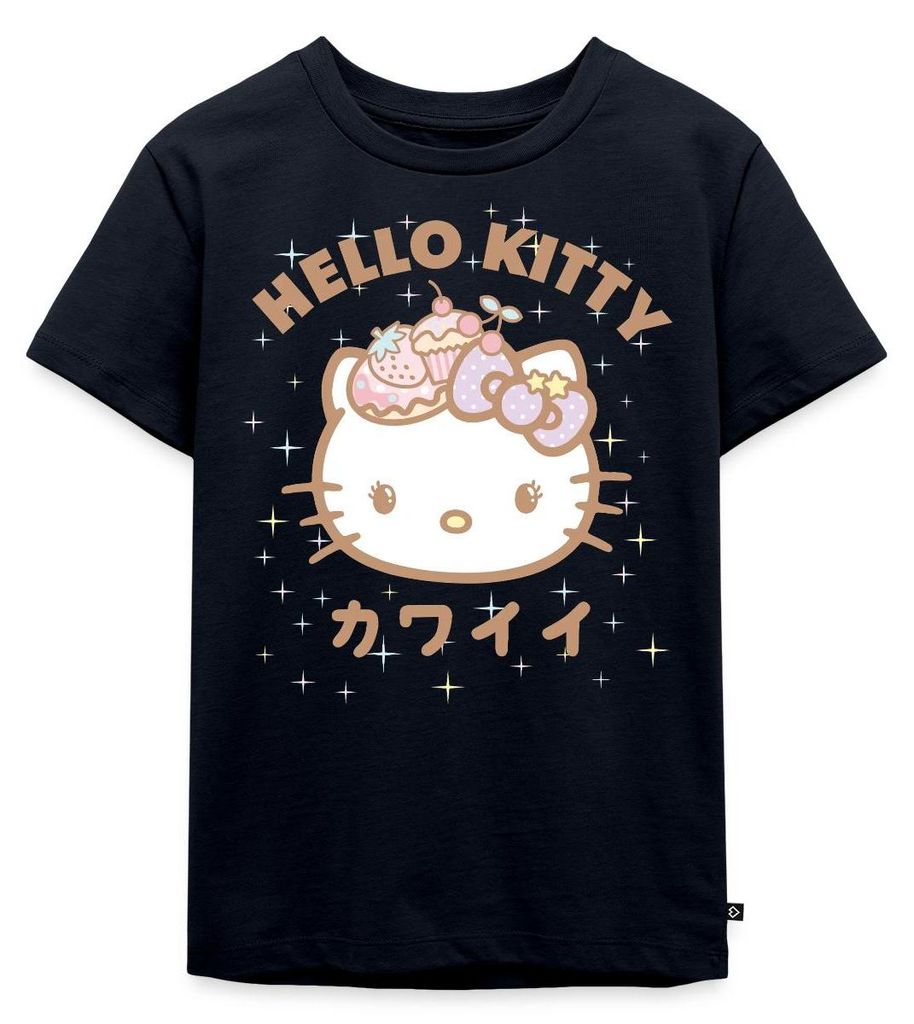 Spreadshirt Hello Kitty Kawaii Stil Kinder Premium T-Shirt, 134/140 (8 Jahre), Navy