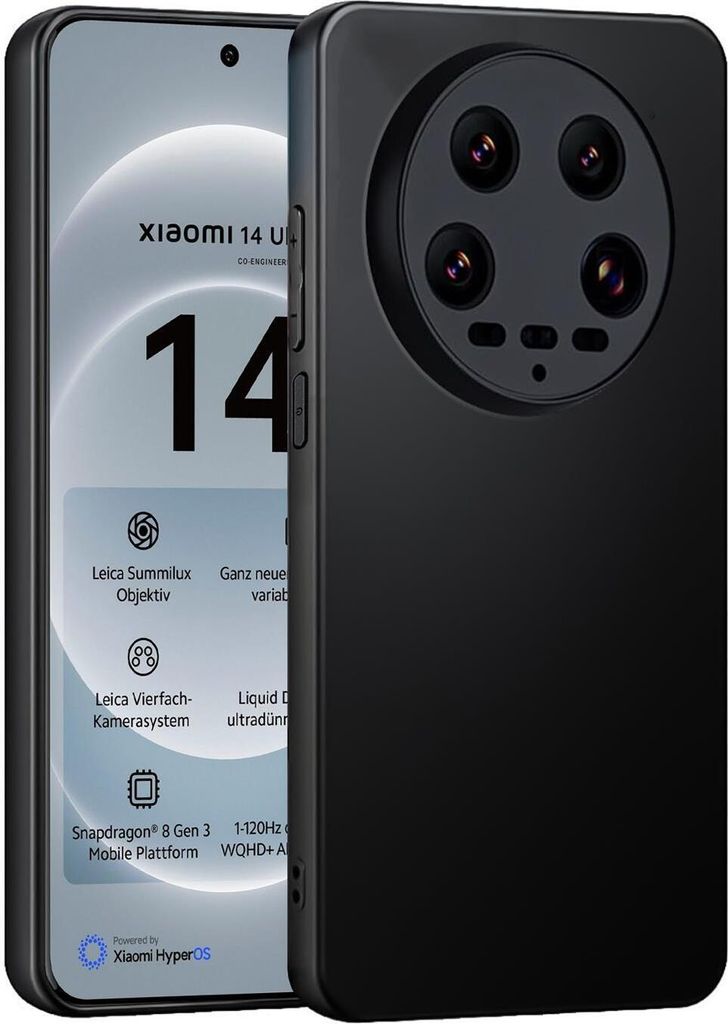 Silikon Hülle für Xiaomi 14 Ultra Schutzhülle Matt Schwarz Produktbild 