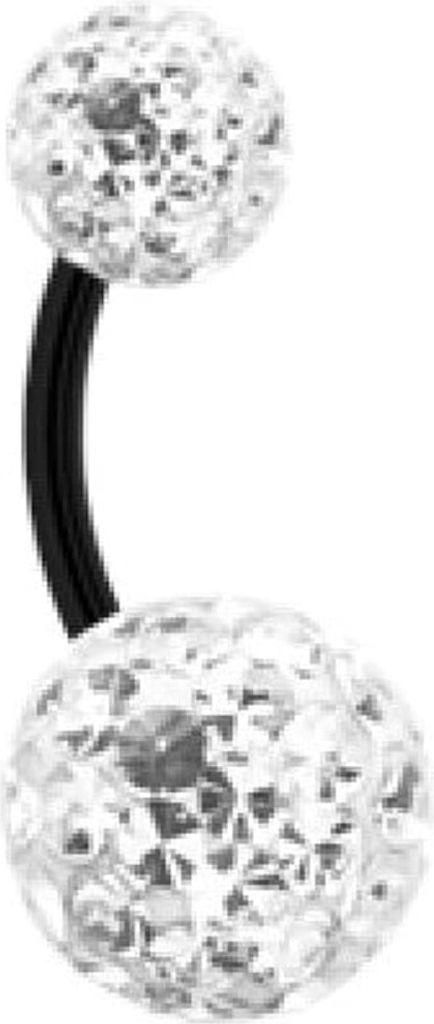 Karisma Black Edelstahl 316 L Bauchnabel Piercing Sealed mit Kristall Elements 5/8mm Kugeln -Weiss - 8.0 Millimeter