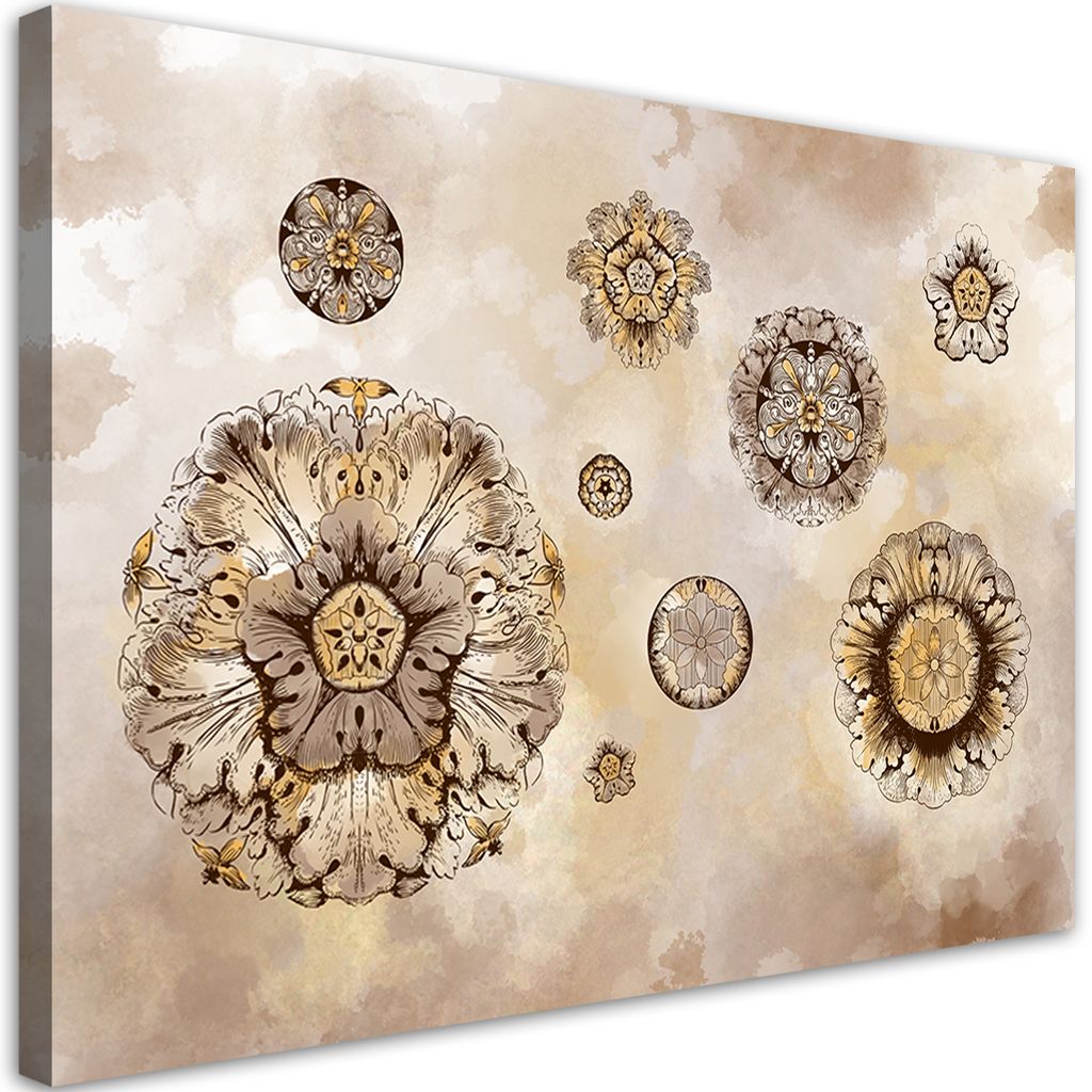 Leinwandbild Blumen in geometrischen Formen 60x40 Feeby Orange bild für die wand bereit zum aufhängen