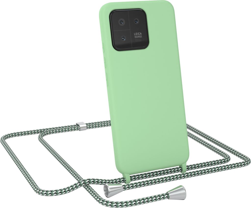 EAZY CASE Handykette kompatibel mit Xiaomi 13 Handyhülle zum Umhängen, Silikon Hülle mit Band, Schutzhülle mit Ersatzkordel, Stylische Kette f...