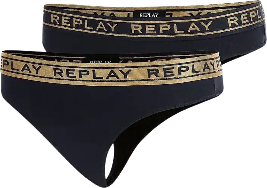 Replay Unterhose Damen-Strings mit Logo-Bund 2er Pack