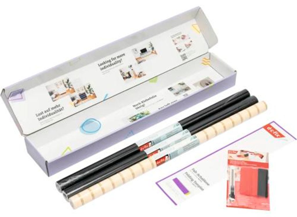 d-c-fix Kreativ Kit Besta 1, 3 Rollen a 67,5 x 200 cm, 2 Rollen schwarz, 1 Rolle Wooden Slats